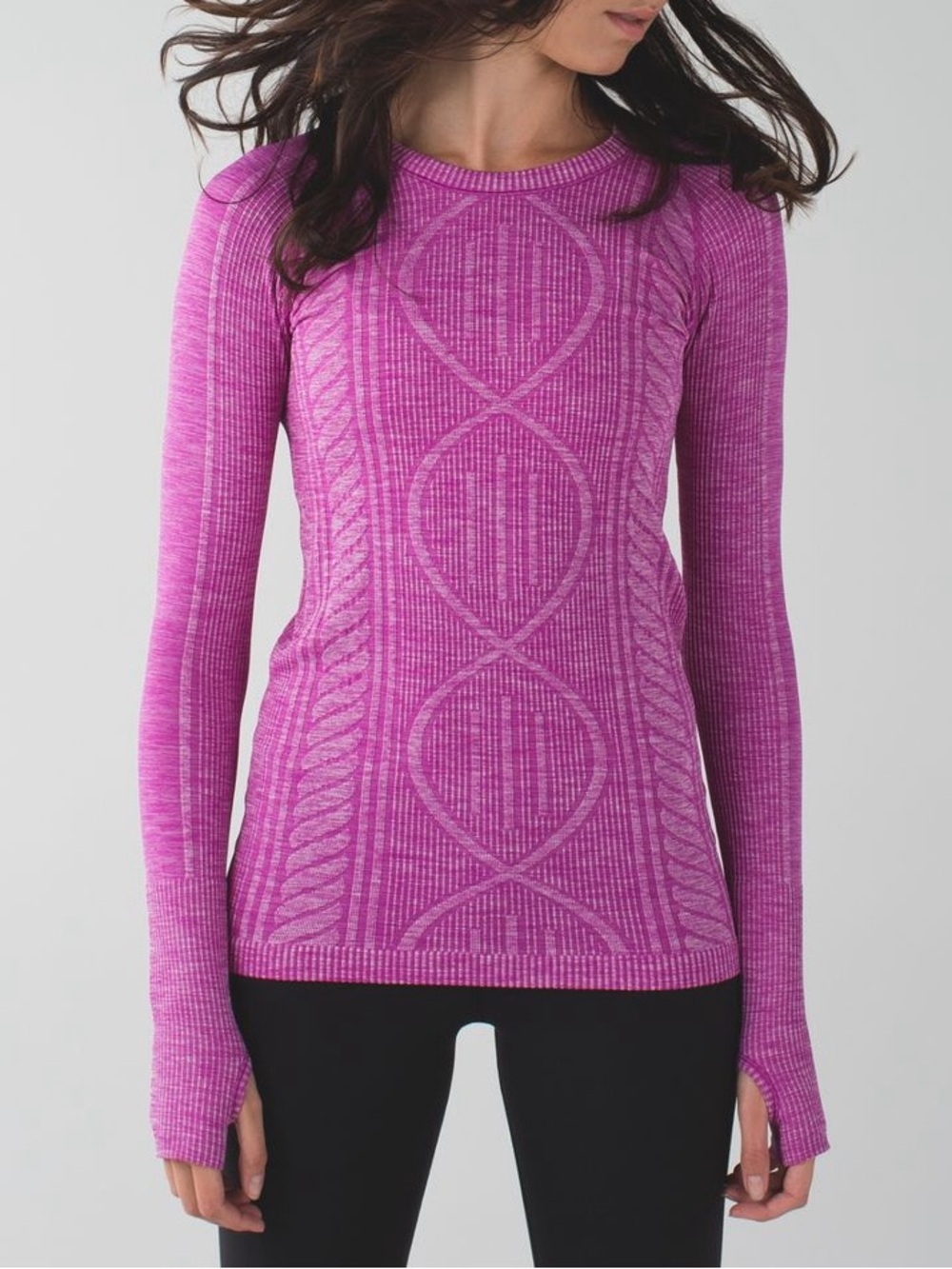 Lululemon Rest Less Heathered Ultra Violet Long Sleeve Geometric Pullover Top